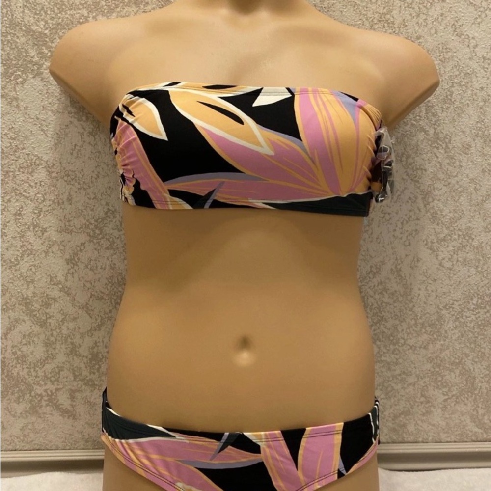 Kona Sol Multicolor Leaf Print Bikini